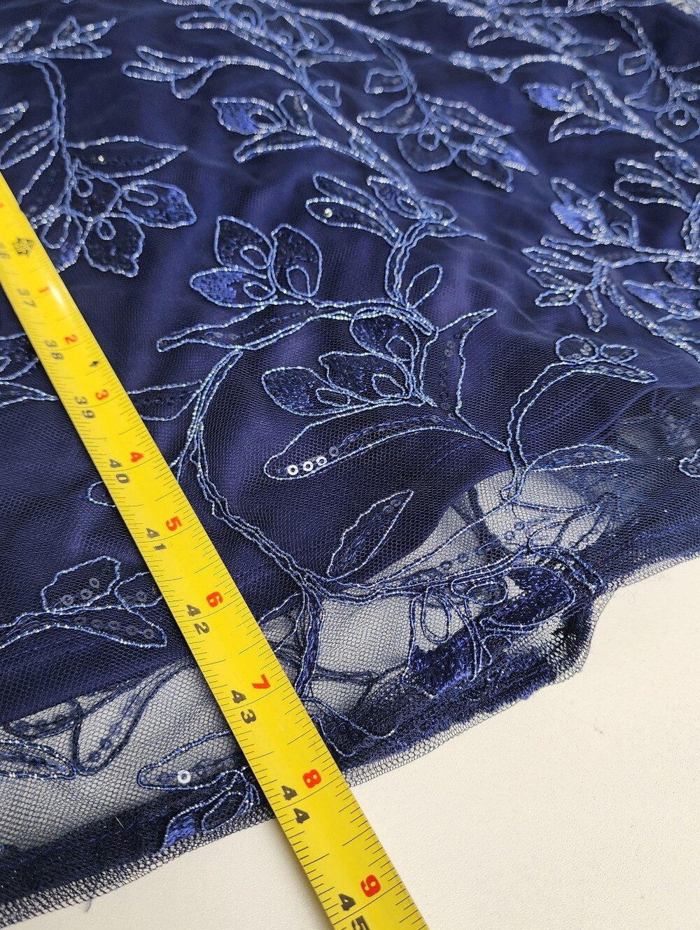 NWT Papell Studio Women's Navy Blue Floral Sequin Embroidered Midi Dress 8 - Picture 14 of 16